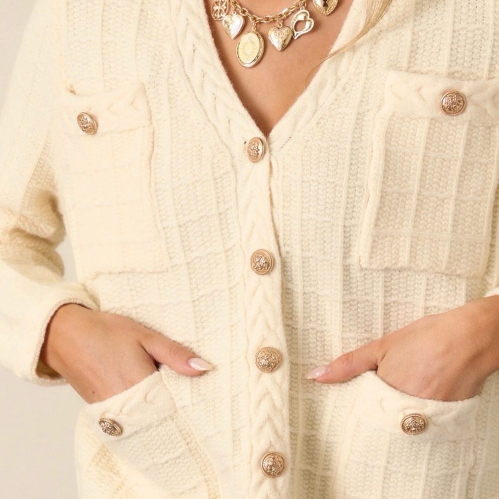 NWT Entro Structured Button Front Cardigan w/Gold Buttons. Classic! Size L - Picture 8 of 11